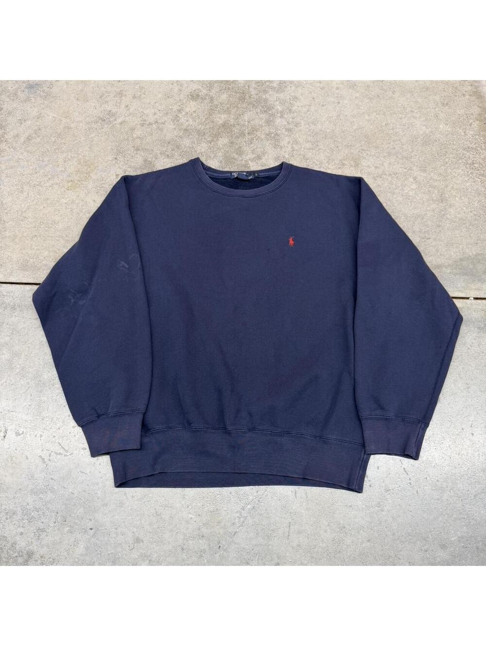 vintage polo ralph lauren navy blue small logo crewneck size large